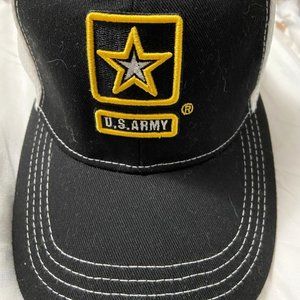 US Army Hat Cap Strap Back Black Yellow Go Strong Logo Star Military Service